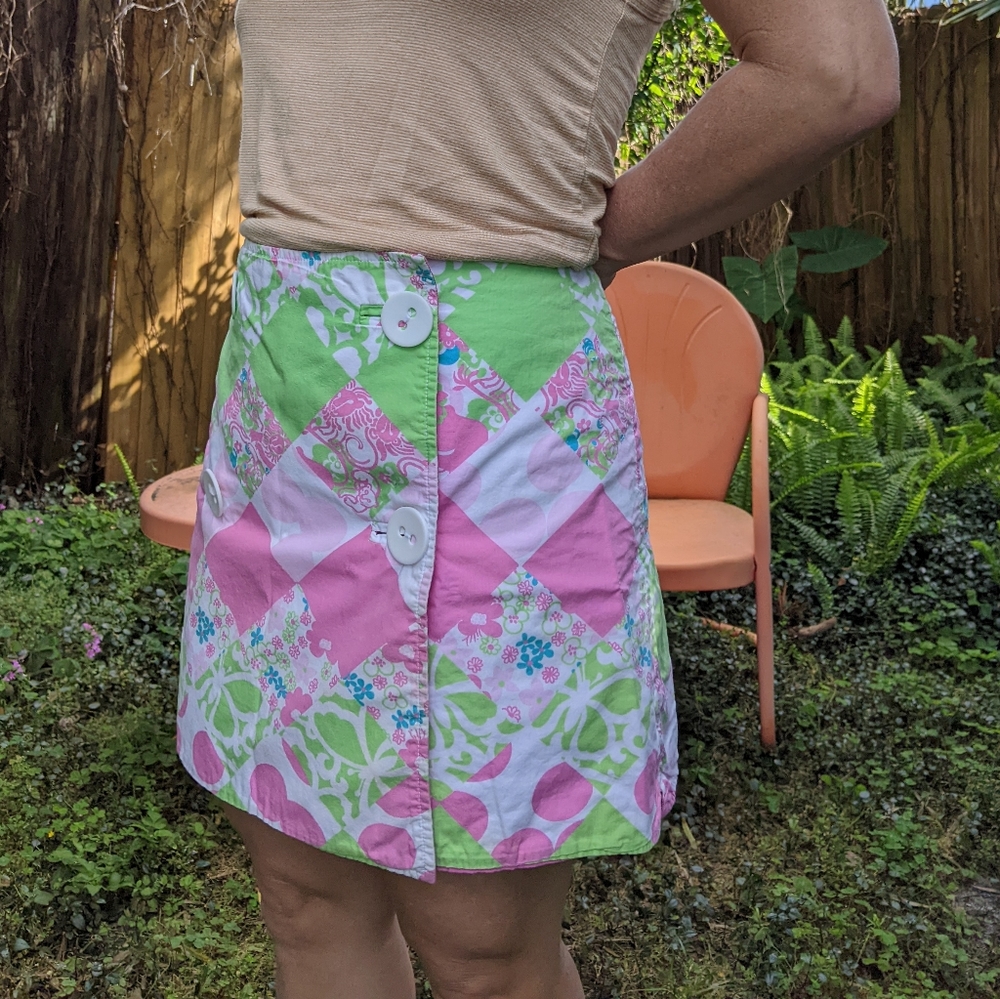 Pink, Green, & Blue Patchwork Pattern Reversible … - image 4